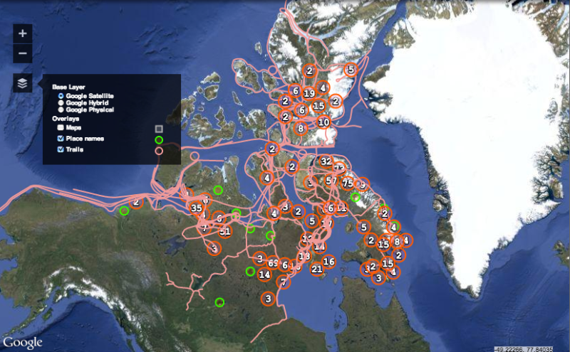 Screenshot of the new Pan-Inuit Trails Atlas.