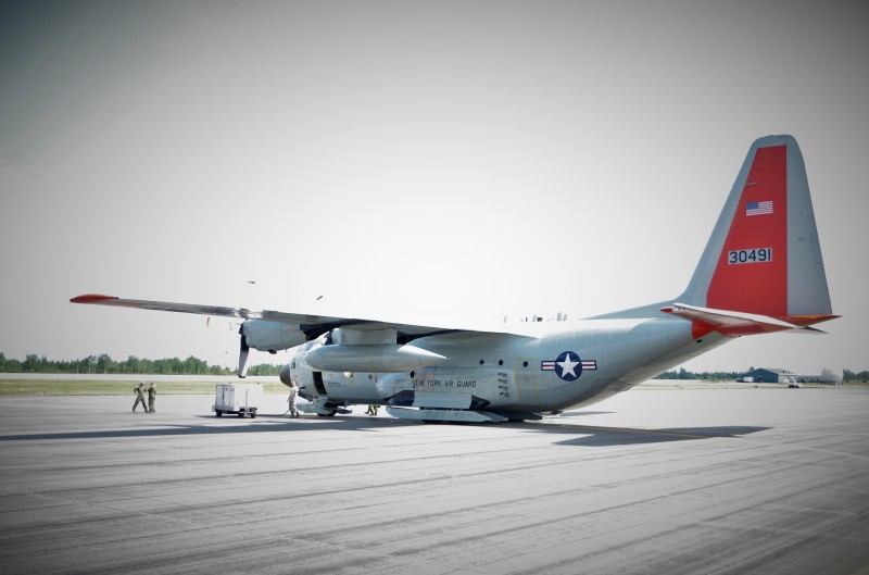 Our C-130 refueling in Goose Bay, Labrador, Canada. © Mia Bennett, August 2014.