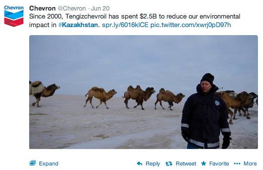 Chevron's tweets about Kazakhstan. © Chevron 2013
