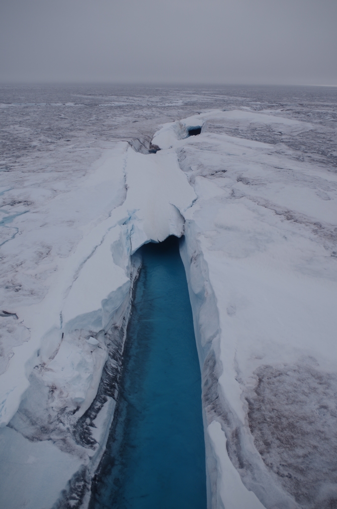 A supraglacial river. © Mia Bennett, August 2014.